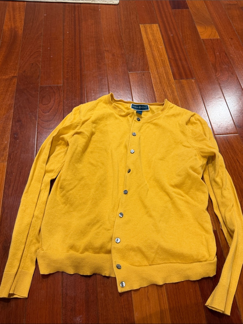 Karen Scott Golden Yellow Button Front Cardigan
